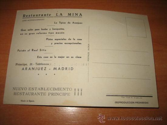 Postales: RESTAURANTE LA MINA   ARANJUEZ MADRID - Foto 2