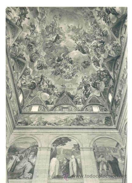 Cartes Postales: El Escorial .. Monasterio .. Detalle del techo de la escalera Principal .. Escrita 1962