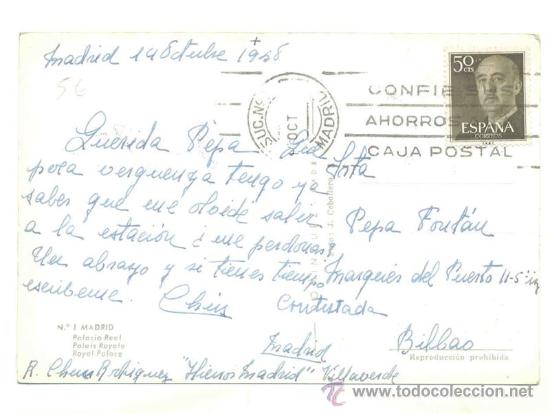 Postales: Madrid .. Palacio Real .. Escrita 1958 - Foto 2