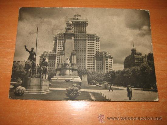 Postales: MADRID N&ordm; 26   MONUMENTO A CERVANTES  Y EDIFICIO ESPA&Ntilde;A - Foto 1