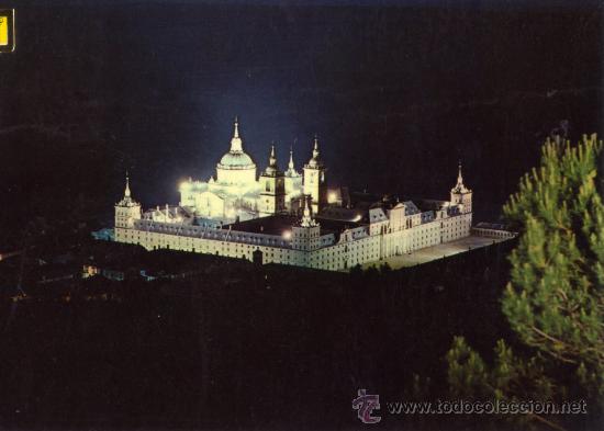 Postkarten: EL ESCORIAL N&ordm; 72 VISTA GENERAL DELL MONASTERIO ILUMINADO ED. FISA ESCRITA CIRCULADA SELLO