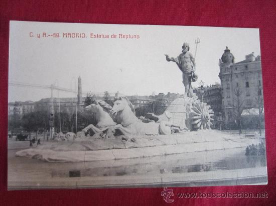 Postales: MADRID - ESTATUA DE NEPTUNO - Foto 1