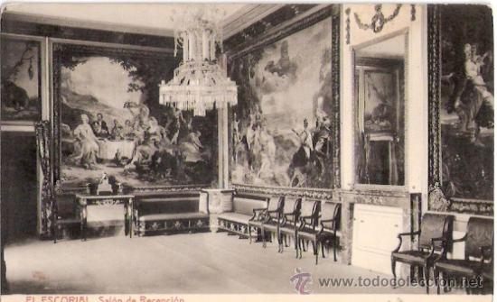 Cartoline: TARJETA POSTAL. EL ESCORIAL. N&ordm; 305. SALON DE RECEPCION. ED. THOMAS.