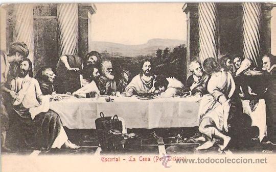 Cartoline: TARJETA POSTAL. ESCORIAL. LA CENA POR TICIANO. HOTEL MIRANDA.
