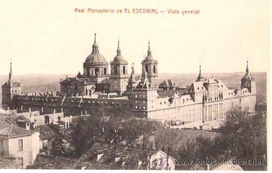 Postales: TARJETA POSTAL. REAL MONASTERIO DE EL ESCORIAL. SERIE F, N&ordm; 1. VISTA GENERAL. COLEC. MORA Y HERMANO.