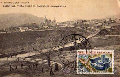 Postais: ESCORIAL VISTA DESDE EL CAMINO DE GUADARRAMA HAUSER Y MENET CIRCULADA SELLO