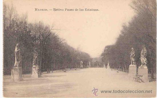 Cartes Postales: TARJETA POSTAL DE MADRID.RETIRO- PASEO DE LAS ESTATUAS.