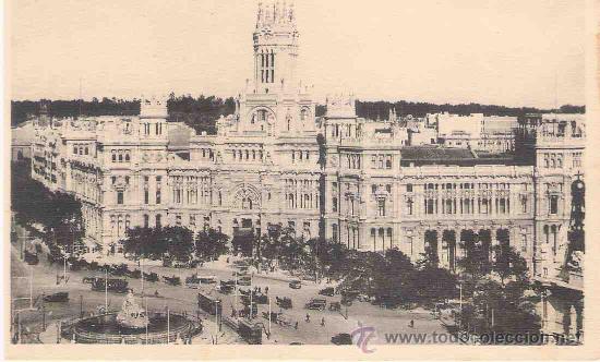 Postais: TARJETA POSTAL DE MADRID.60. PLAZA DE CASTELAR Y PALACIO DE COMUNICACIONES. HAUSER Y MENET.