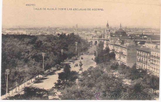 Postais: TARJETA POSTAL DE MADRID.CALLE DE ALCALA DESDE LAS ESCUELAS DE AGUIRRE. HAUSER Y MENET.