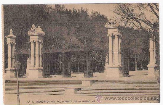 Cartes Postales: TARJETA POSTAL DE MADRID.N.&ordm; 8. RETIRO, PUERTA DE ALFONSO XII.