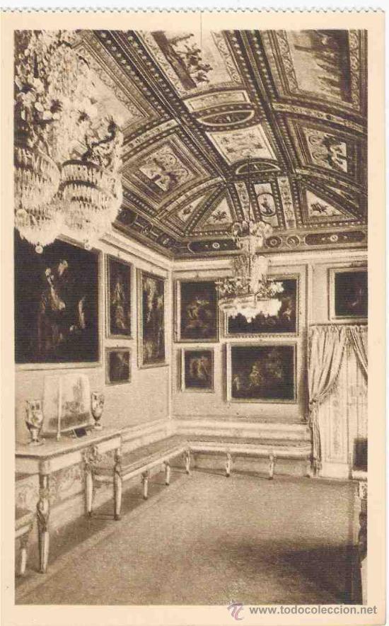 Postcards: TARJETA POSTAL DE MADRID.ESCORIAL. CASITA DEL PRINCIPE. SALA DEL BARQUILLO. HAUSER Y MENET.