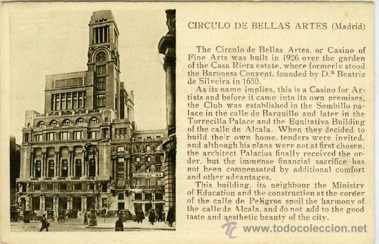 Postales: POSTAL MADRID CIRCULO DE BELLAS ARTES - Foto 1