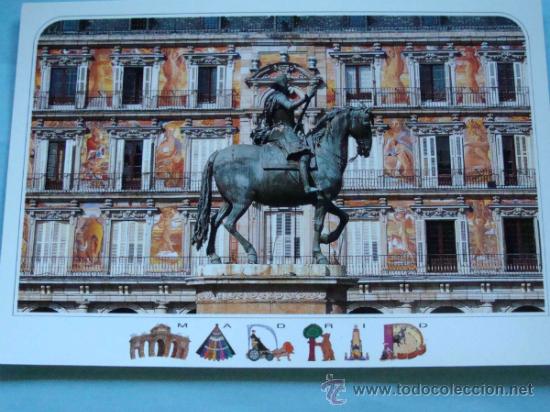 Postais: POSTAL DE MADRID. AÑO 1990. ESTATUA ECUESTRE FELIPE IV, PLAZA MAYOR. 238