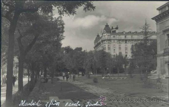 Postales: MADRID.- JARDINES DEL MUSEO DEL PRADO Y HOTEL RITZ
