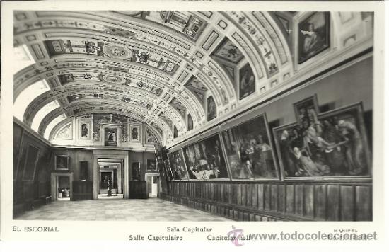 Postales: MADRID MONASTERIO DE EL ESCORIAL SALA CAPITULAR ESCRITA - Foto 1