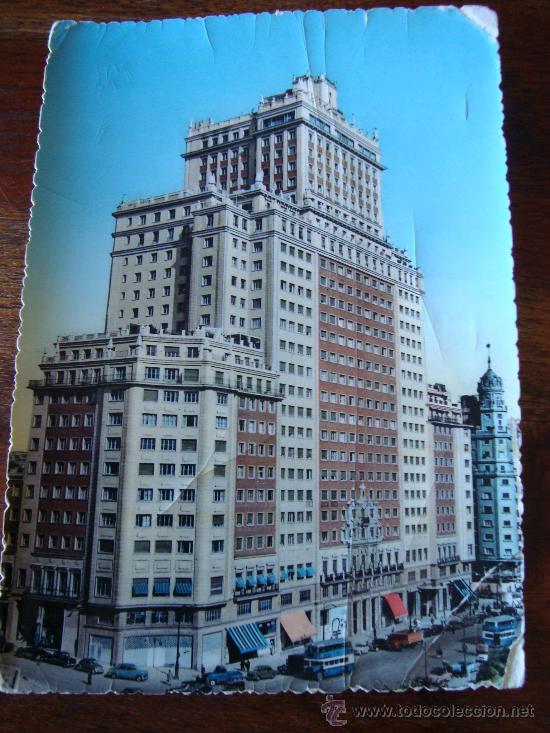 Postales: madrid, edificio espa&ntilde;a -circulada 1958-. - Foto 1