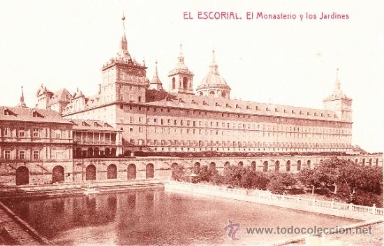 Cartoline: POSTAL DE-- EL ESCORIAL--EL MONASTERIO Y LOS JARDINES
