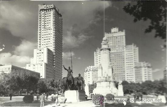 Postales: MADRID PLAZA DE ESPA&Ntilde;A ESCRITA - Foto 1
