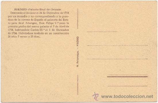 Postales: MADRID.- PALACIO REAL DE ORIENTE. - Foto 2