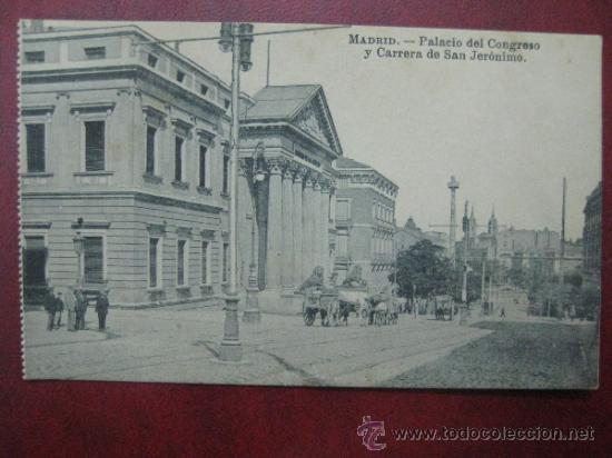 Postales: MADRID - PALACIO DEL CONGRESO Y CARRERA DE SAN JERONIMO - Foto 1