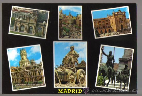 Postales: POSTAL CON SEIS MONUMENTOS DE MADRID - Foto 1