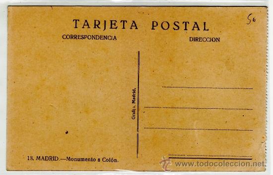 Postales: POSTAL MADRID. 18. Monumento a Col&oacute;n - Foto 2