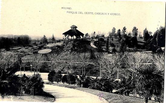 Postales: MADRID, PARQUE DEL OESTE, CASCADA Y KIOSCO - Foto 1