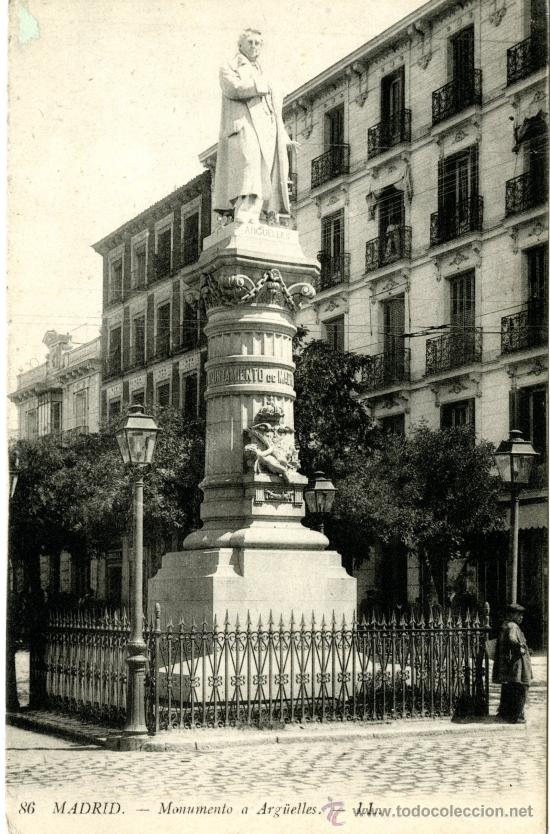 Postales: Madrid. Monumento a Arg&uuml;elles. LL - Foto 1