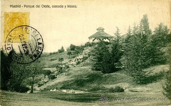 Postales: Madrid. Parque del Oeste, cascada y kiosco - Foto 1