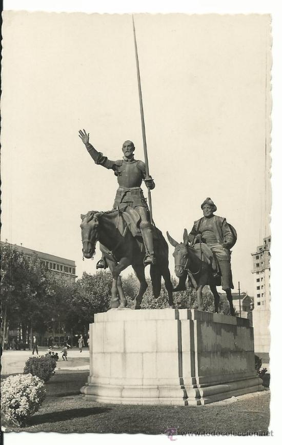 Postales: MADRID N&ordm; 64 MONUMENTO A DON QUIJOTE / EDICIONES DOMINGUEZ / SIN FRANQUEAR PERO ESCRITA