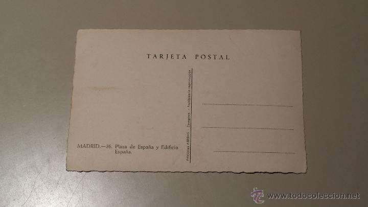 Postales: POSTAL ANTIGUA MADRID PLAZA DE ESPA&Ntilde;A Y EDIFICIO ESPA&Ntilde;A - Foto 2