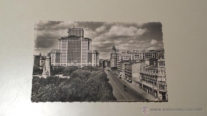 Postales: POSTAL ANTIGUA MADRID PLAZA DE ESPA&Ntilde;A Y EDIFICIO ESPA&Ntilde;A - Foto 1