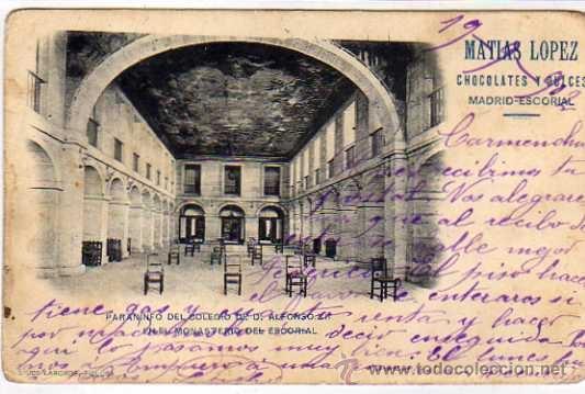 Cartoline: Madrid Paraninfo del Colegio de D. Alfonso XII en el Escorial. Matias Lopez Chocolates. Laborde