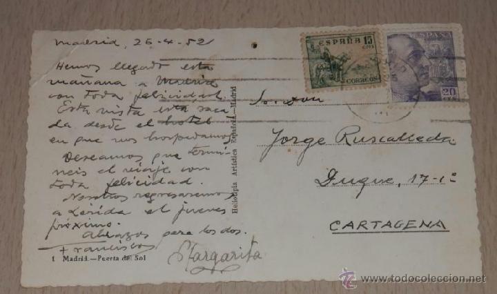 Postales: MADRID - PUERTA DEL SOL - A&Ntilde;O DE 1952 - Foto 2