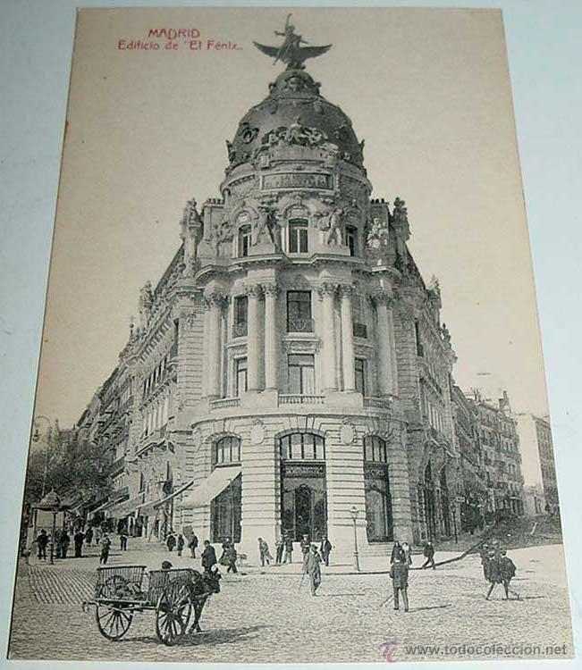 Postales: ANTIGUA POSTAL DE MADRID - EDIFICO EL FENIX. CASTA&Ntilde;EIRA, ALVAREZ Y LEVENFELD - SIN CIRCULAR - Foto 1