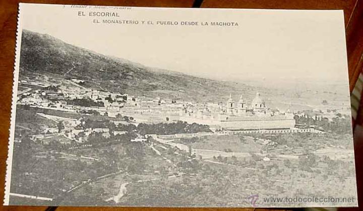 Postkarten: ANTIGUA POSTAL DEL ESCORIAL - MONASTERIO Y EL PUEBLO - NO CIRCULADA - ED. HAUSER Y MENET - N&ordm; 5.