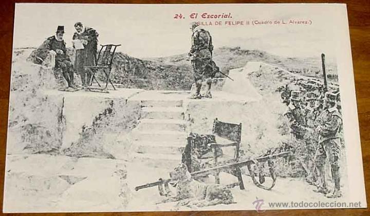 Postales: ANTIGUA POSTAL EL ESCORIAL - N. 24 - SILLA DE FELIPE II - FOT. LACOSTE - NO CIRCULADA.