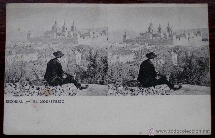 Postcards: ANTIGUA POSTAL ESTEREOSCOPICA DE ESCORIAL - EL MONASTERIO - UNION POSTAL UNIVERSAL, SIN CIRCULAR Y S