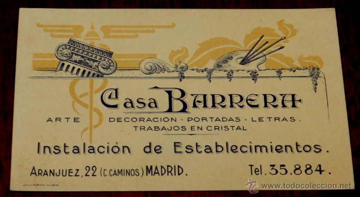 Postales: ANTIGUA POSTAL DE PUBLICIDAD DE LA CASA BARRERA, ARTE, DECORACION, TRABAJOS EN CRISTAL, CALLE ARANJU