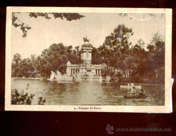 Postales: MADRID - ESTANQUE DEL RETIRO (Circulada en 1947) - Foto 1