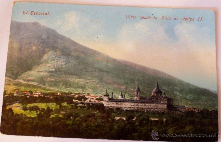 Postales: POSTAL EL ESCORIAL VISTA DESDE LA SILLA DE FELIPE II PURGER & CO.