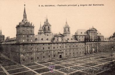 Postales: EL ESCORIAL - FACHADA Y SEMINARIO - N&ordm; 2 - ED. LACOSTE - A&Ntilde;OS 20 / 30 - NUEVA -