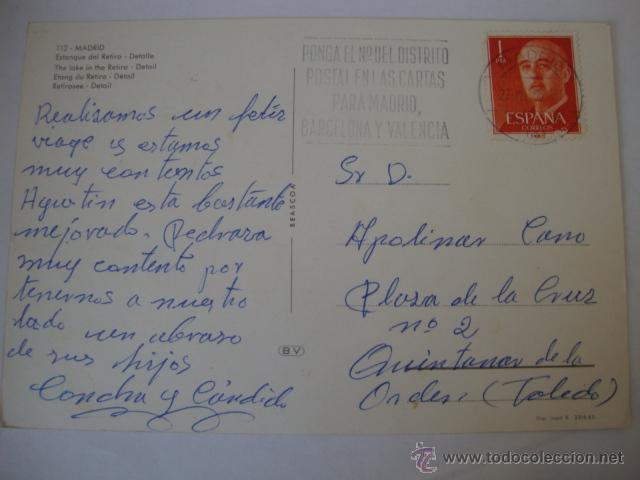 Postales: POSTAL ORIGINAL MADRID CIRCULADA CON SELLO - Foto 2