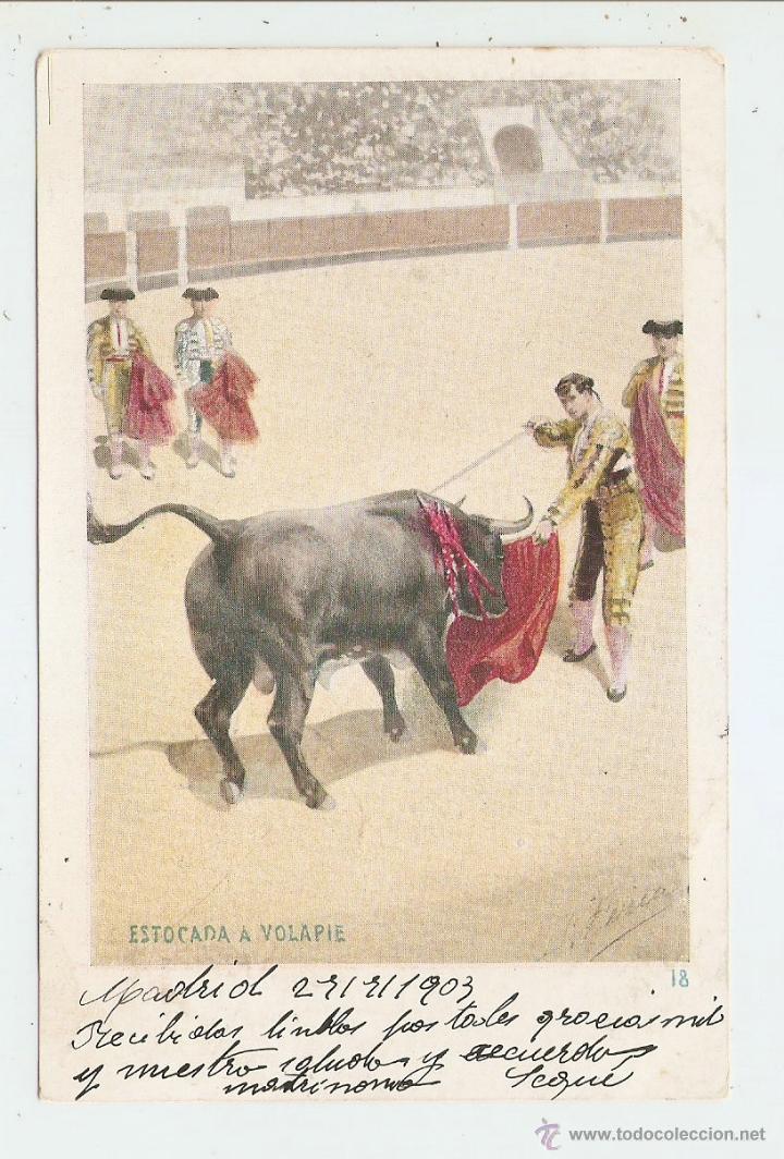 Postales: MADRID 1903. ESTOCADA A VOLAPIE