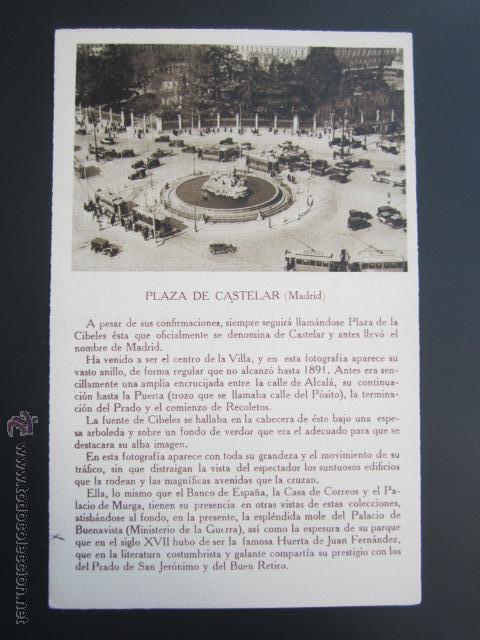 Postkarten: POSTAL MADRID.PLAZA DE CASTELAR. REVERSO CON 1&ordm; CONGRESO NACIONAL DE TURISMO. 1932