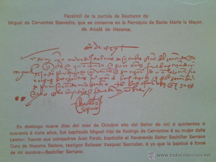 Postales: 2 tarjetas facsimil documentos de Cervantes. - Foto 2