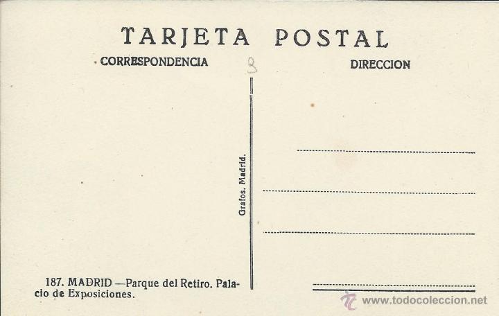 Postales: POSTAL. 187 MADRID. PARQUE DEL RETIRO. - Foto 2