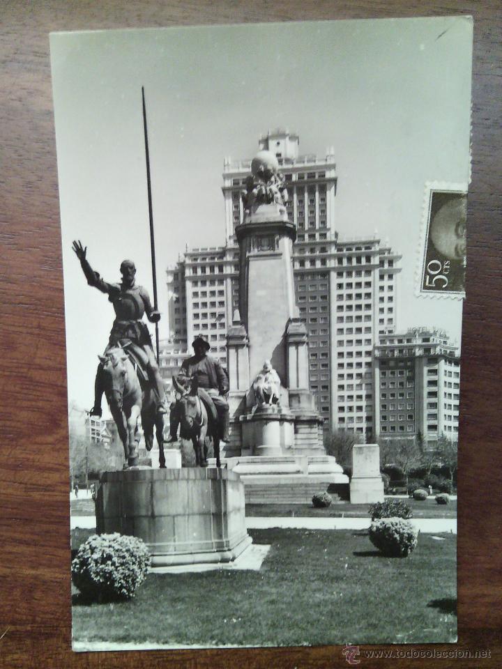 Postales: Monumento a Cervantes y Edificio Espa&ntilde;a. Ediciones Dom&iacute;nguez. - Foto 1
