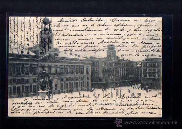 Postales: Madrid. Puerta del sol en dia de nevada. Circulada - Foto 1