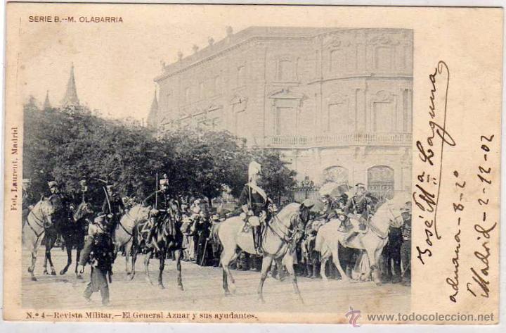 Postcards: Serie B Olabarria. Revista militar. n&ordm; 4 El General Azuar y sus ayudas. Fot Laurent.